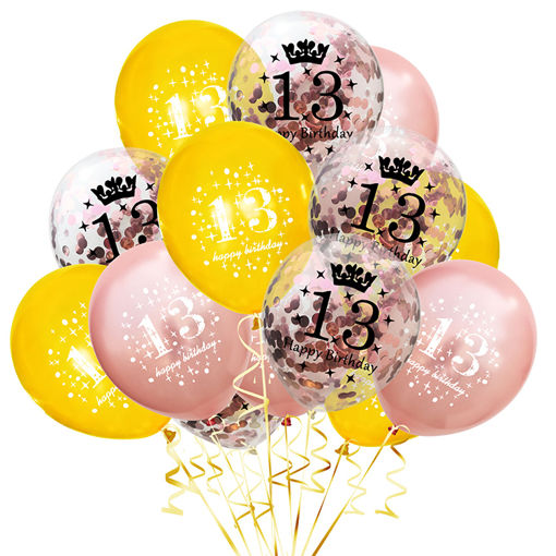 Picture of BALLOON BUNCH GOLD 13TH BIRTHDAY